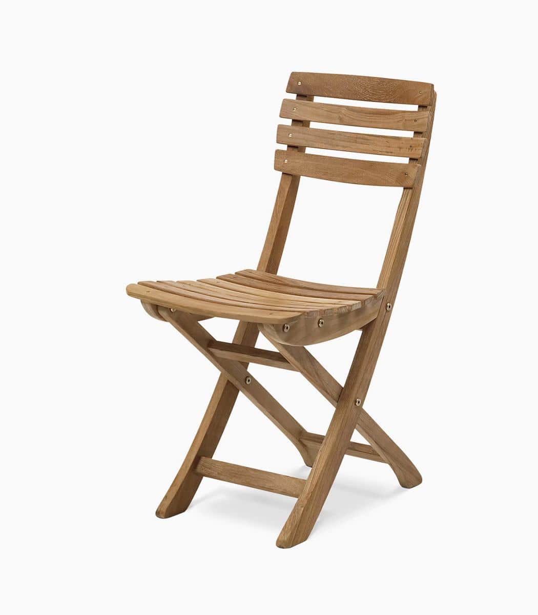 Wooden folding chair on white background.