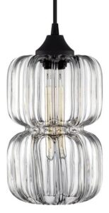 Glass pendant light with ribbed design.