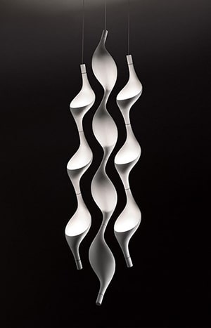 Modern abstract pendant light fixture design.
